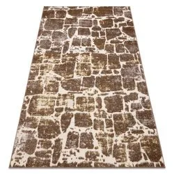 Modern MEFE Teppich Pflasterung Backstein - Strukturell zwei Ebenen aus Vlies dunkelbeige