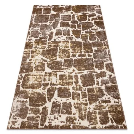 Modern MEFE Teppich 6184 Pflasterung Backstein - Strukturell zwei Ebenen aus Vlies dunkelbeige