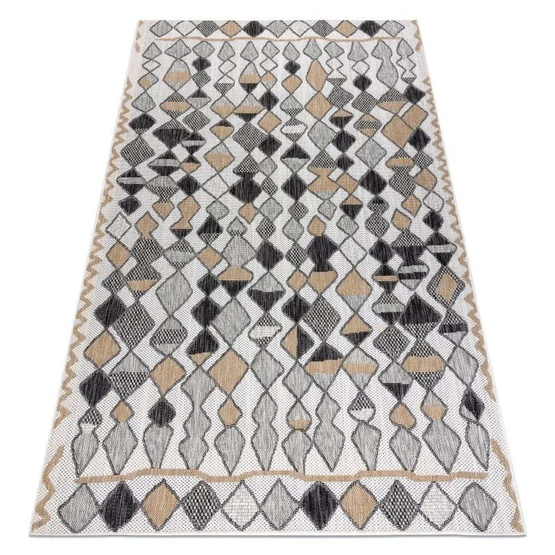 Teppich SISAL COOPER Diamanten, Zickzack 22217 ecru / schwarz
