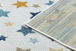 Teppich SISAL COOPER Sterne 22260 ecru / dunkelblau