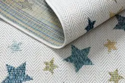 Teppich SISAL COOPER Sterne 22260 ecru / dunkelblau