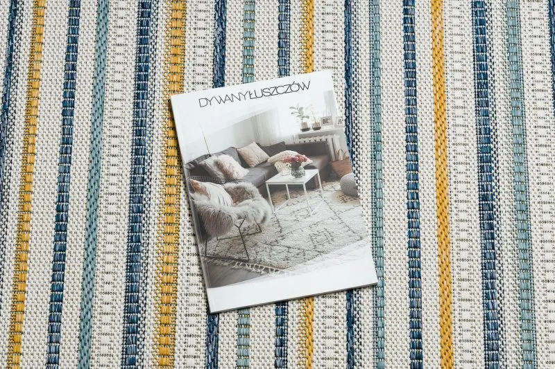 Teppich SISAL COOPER Streifen, Etno 22237 ecru / dunkelblau