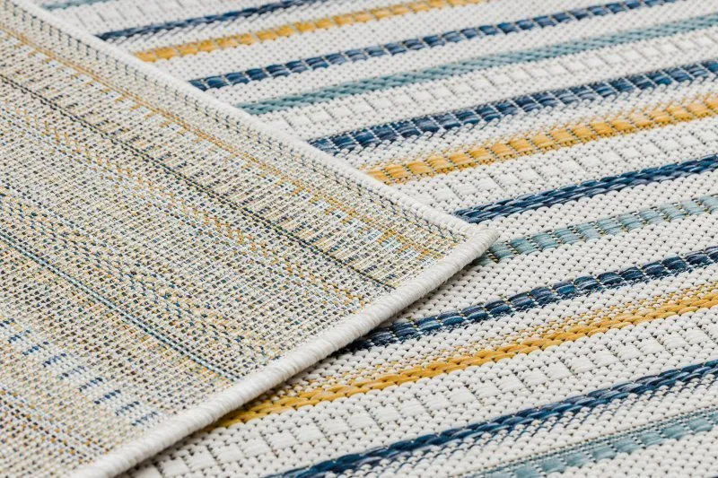 Teppich SISAL COOPER Streifen, Etno 22237 ecru / dunkelblau