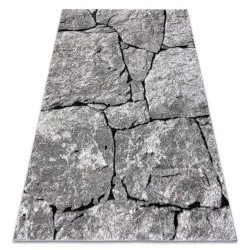Modern Teppich COZY Brick Pflasterung Backstein, Stein - Strukturell zwei Ebenen aus Vlies grau