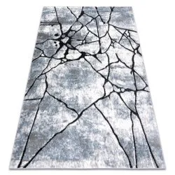 Modern Teppich COZY Cracks, gerissener Beton- Strukturell zwei Ebenen aus Vlies hellgrau / blau