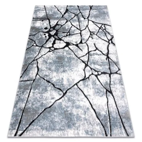 Modern Teppich COZY 8873 Cracks, gerissener Beton- Strukturell zwei Ebenen aus Vlies hellgrau / blau