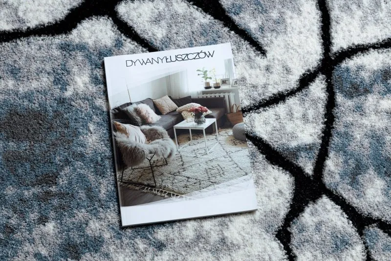 Modern Teppich COZY 8873 Cracks, gerissener Beton- Strukturell zwei Ebenen aus Vlies hellgrau / blau
