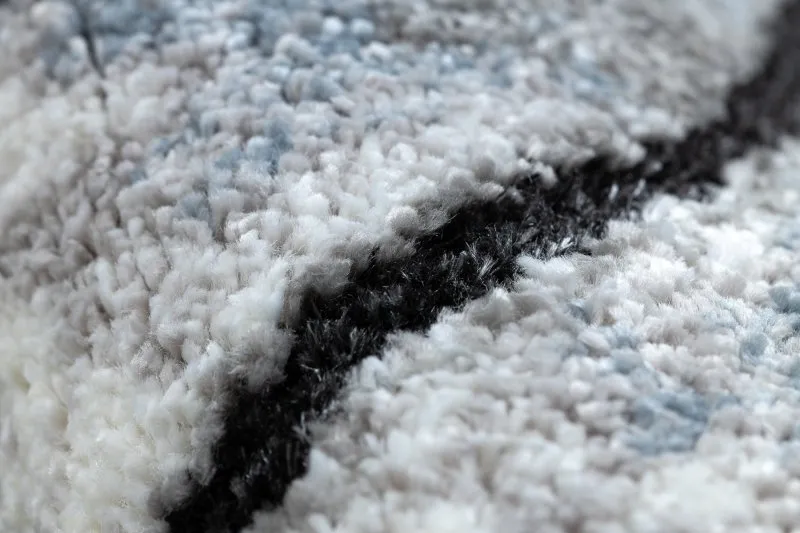 Modern Teppich COZY 8873 Cracks, gerissener Beton- Strukturell zwei Ebenen aus Vlies hellgrau / blau