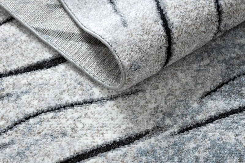 Modern Teppich COZY 8874 Timber, Holz - Strukturell zwei Ebenen aus Vlies grau / blau