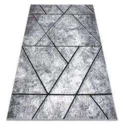 Modern Teppich COZY Wall, Geometrisch, Dreiecke - Strukturell zwei Ebenen aus Vlies grau / blau