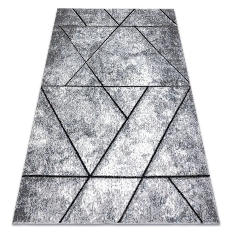 Modern Teppich COZY 8872 Wall, Geometrisch, Dreiecke - Strukturell zwei Ebenen aus Vlies grau / blau