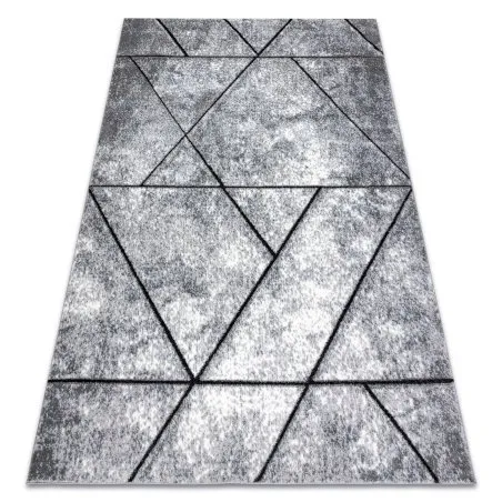 Modern Teppich COZY 8872 Wall, Geometrisch, Dreiecke - Strukturell zwei Ebenen aus Vlies grau / blau