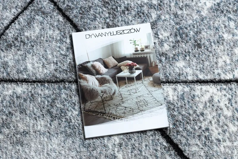 Modern Teppich COZY 8872 Wall, Geometrisch, Dreiecke - Strukturell zwei Ebenen aus Vlies grau / blau