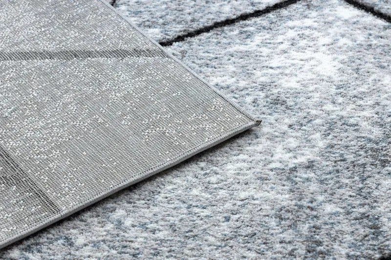 Modern Teppich COZY 8872 Wall, Geometrisch, Dreiecke - Strukturell zwei Ebenen aus Vlies grau / blau