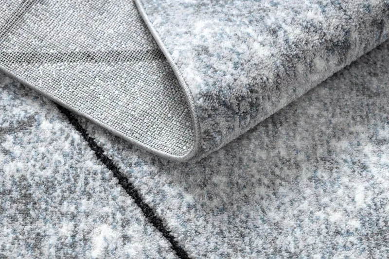 Modern Teppich COZY 8872 Wall, Geometrisch, Dreiecke - Strukturell zwei Ebenen aus Vlies grau / blau