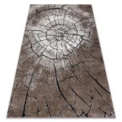 Modern Teppich COZY Wood, Baumstamm - Strukturell zwei Ebenen aus Vlies braun
