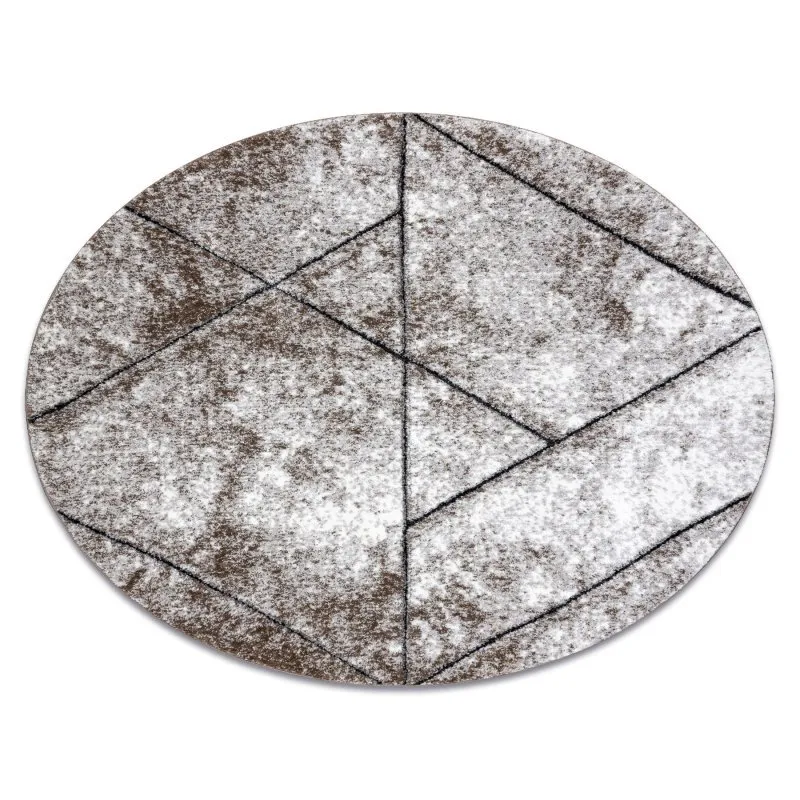 Modern Teppich COZY 8872 Kreis Wall, Geometrisch, Dreiecke - Strukturell zwei Ebenen aus Vlies braun