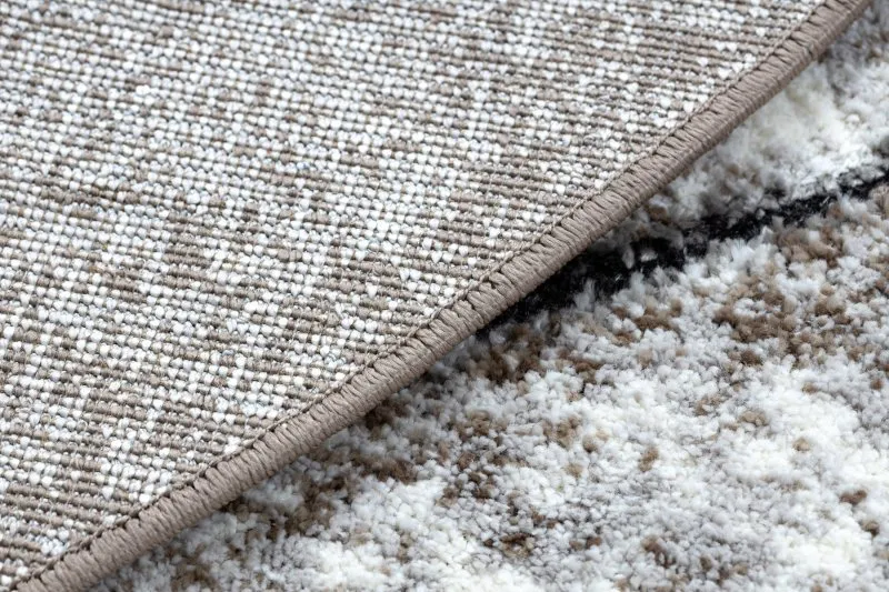 Modern Teppich COZY 8872 Kreis Wall, Geometrisch, Dreiecke - Strukturell zwei Ebenen aus Vlies braun