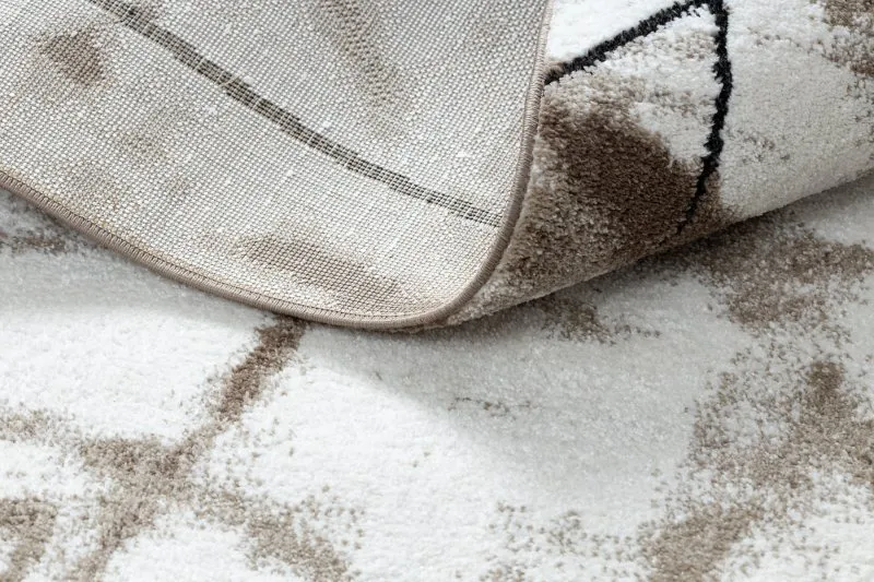 Modern Teppich COZY Lina, Geometrisch, Marmor - Strukturell zwei Ebenen aus Vlies braun