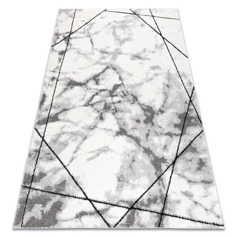 Modern Teppich COZY Lina, Geometrisch, Marmor - Strukturell zwei Ebenen aus Vlies grau