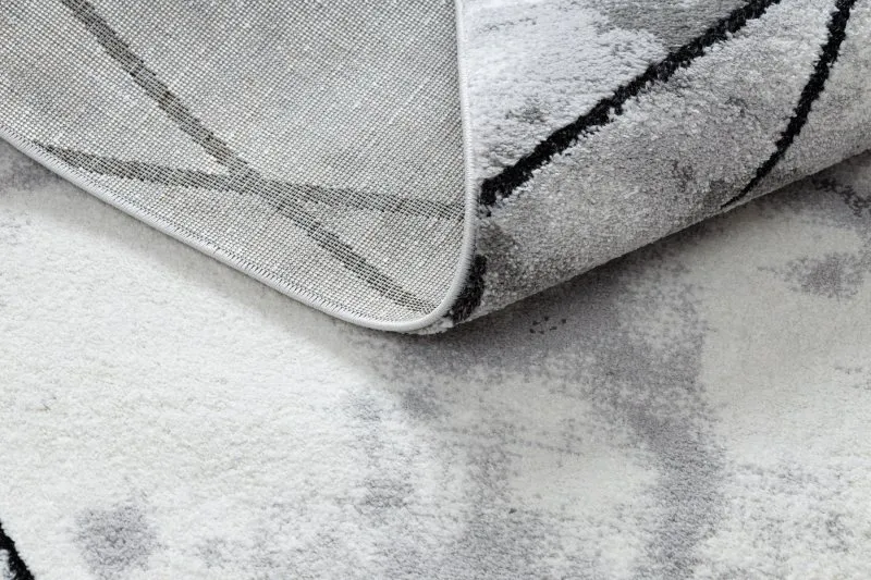 Modern Teppich COZY Lina, Geometrisch, Marmor - Strukturell zwei Ebenen aus Vlies grau