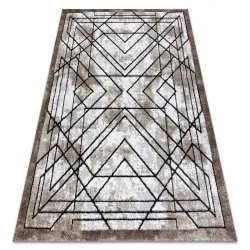 Modern Teppich COZY Tico, Geometrisch- Strukturell zwei Ebenen aus Vlies braun