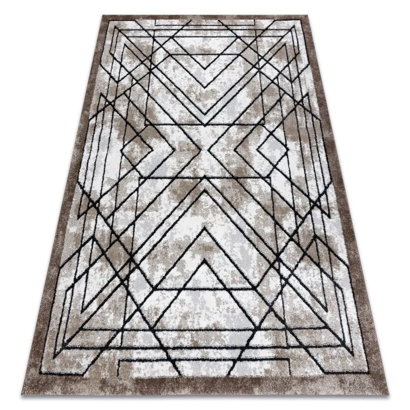 Modern Teppich COZY Tico, Geometrisch- Strukturell zwei Ebenen aus Vlies braun