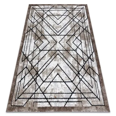 Modern Teppich COZY Tico, Geometrisch- Strukturell zwei Ebenen aus Vlies braun