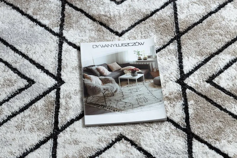 Modern Teppich COZY Tico, Geometrisch- Strukturell zwei Ebenen aus Vlies braun