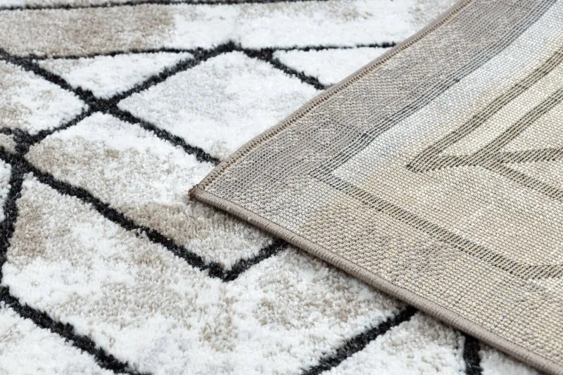 Modern Teppich COZY Tico, Geometrisch- Strukturell zwei Ebenen aus Vlies braun