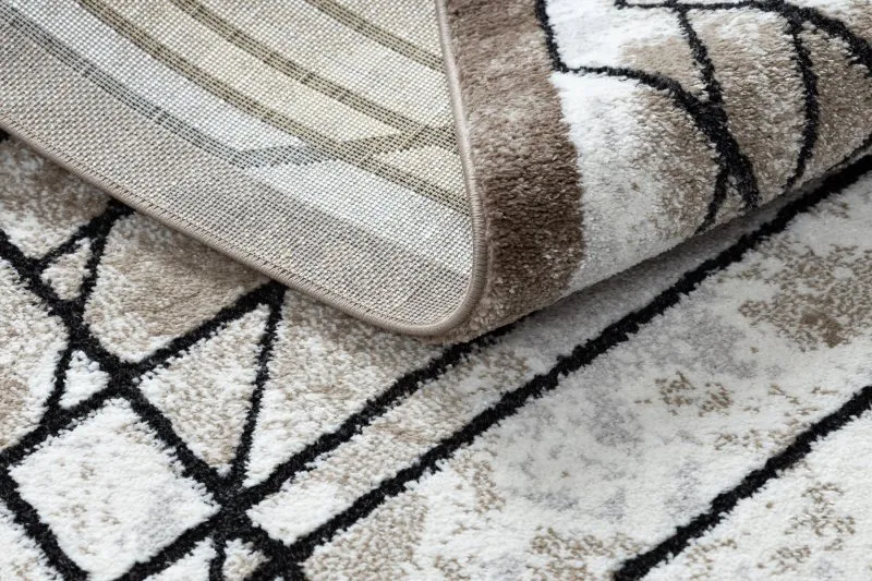 Modern Teppich COZY Tico, Geometrisch- Strukturell zwei Ebenen aus Vlies braun