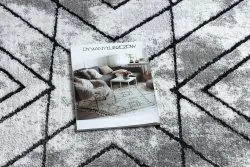 Modern Teppich COZY Tico, Geometrisch- Strukturell zwei Ebenen aus Vlies grau