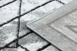 Modern Teppich COZY Tico, Geometrisch- Strukturell zwei Ebenen aus Vlies grau