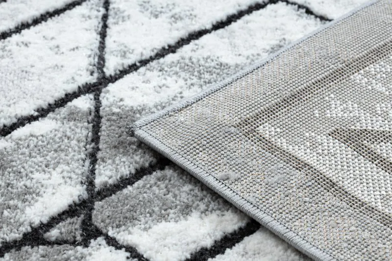 Modern Teppich COZY Tico, Geometrisch- Strukturell zwei Ebenen aus Vlies grau