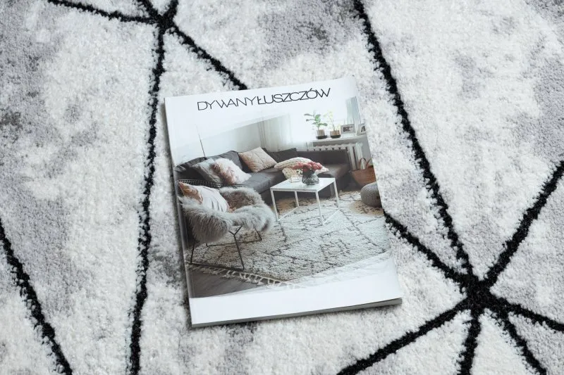 Modern Teppich COZY Polygons, Geometrisch, Dreiecke - Strukturell zwei Ebenen aus Vlies grau