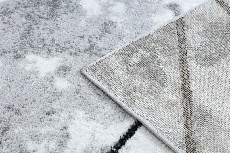 Modern Teppich COZY Polygons, Geometrisch, Dreiecke - Strukturell zwei Ebenen aus Vlies grau