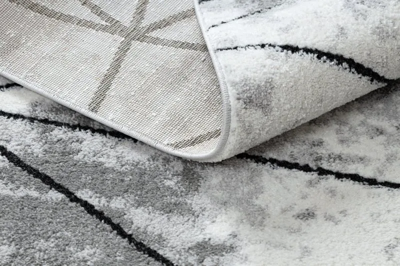 Modern Teppich COZY Polygons, Geometrisch, Dreiecke - Strukturell zwei Ebenen aus Vlies grau