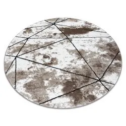 Modern Teppich Polygons Kreis, Geometrisch, Dreiecke - Strukturell zwei Ebenen aus Vlies braun