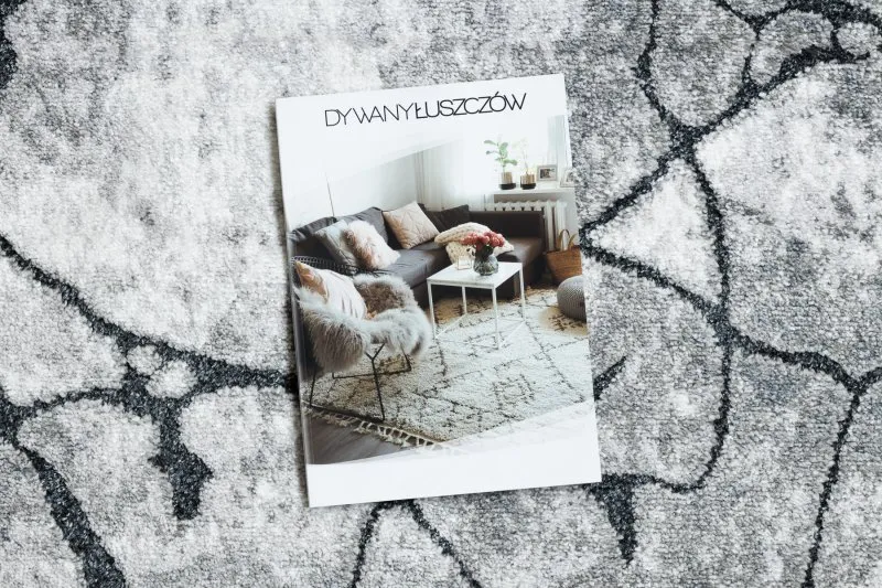 Chodnik nowoczesny COZY 8873 Cracks Popękany beton - Strukturalny, dwa poziomy runa ciemny szary