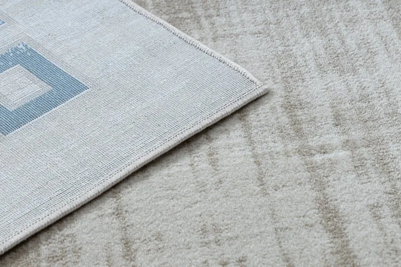 Modern NOBLE Teppich 1539 68 Rahmen vintage - Strukturell zwei Ebenen aus Vlies creme / blau