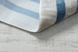 Modern NOBLE Teppich 1539 68 Rahmen vintage - Strukturell zwei Ebenen aus Vlies creme / blau