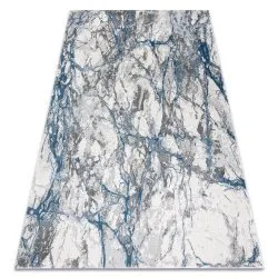 Modern NOBLE Teppich 68 Marmor, Stein - Strukturell zwei Ebenen aus Vlies creme / blau