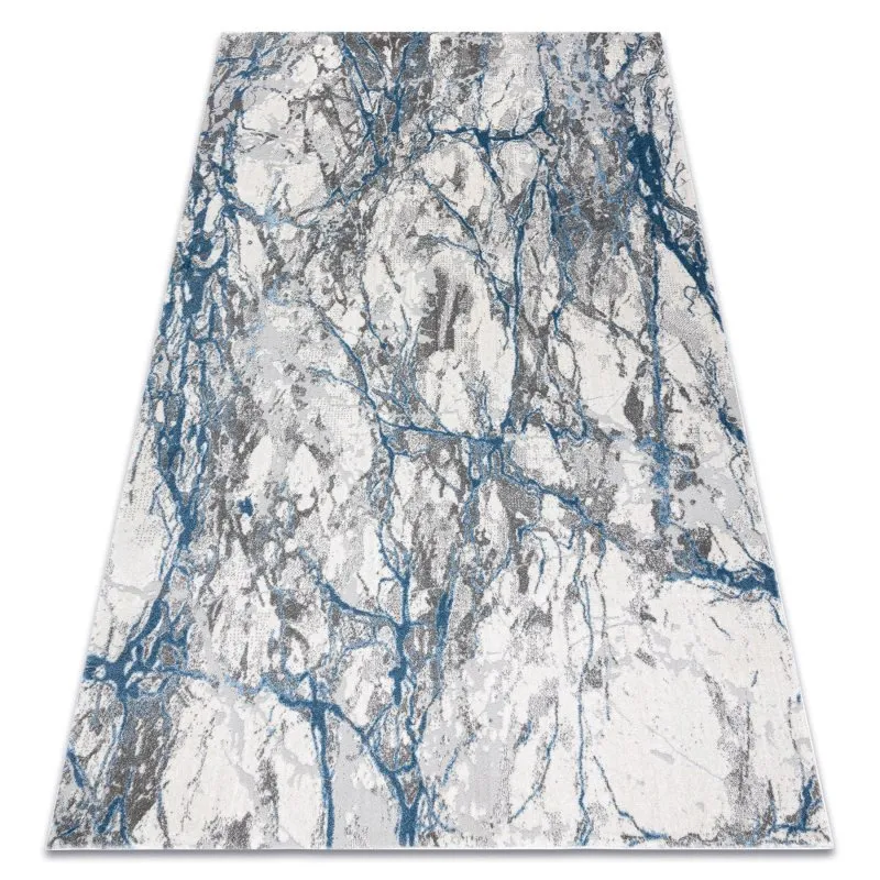 Modern NOBLE Teppich 9962 68 Marmor, Stein - Strukturell zwei Ebenen aus Vlies creme / blau