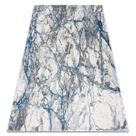 Modern NOBLE Teppich 9962 68 Marmor, Stein - Strukturell zwei Ebenen aus Vlies creme / blau