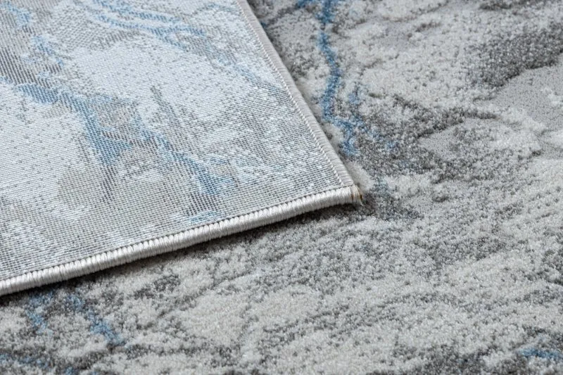 Modern NOBLE Teppich 9962 68 Marmor, Stein - Strukturell zwei Ebenen aus Vlies creme / blau