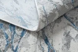 Modern NOBLE Teppich 9962 68 Marmor, Stein - Strukturell zwei Ebenen aus Vlies creme / blau