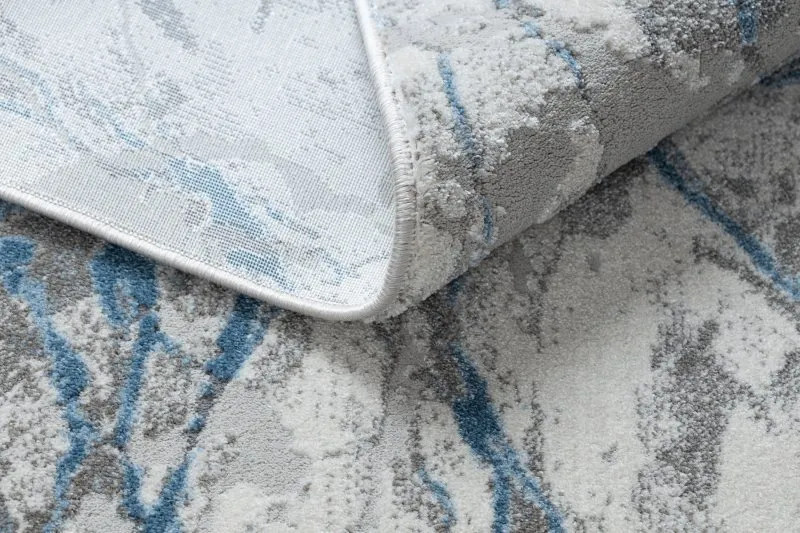 Modern NOBLE Teppich 9962 68 Marmor, Stein - Strukturell zwei Ebenen aus Vlies creme / blau