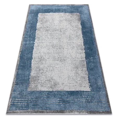 Modern NOBLE Teppich 9730 68 Rahmen vintage - Strukturell zwei Ebenen aus Vlies creme / blau