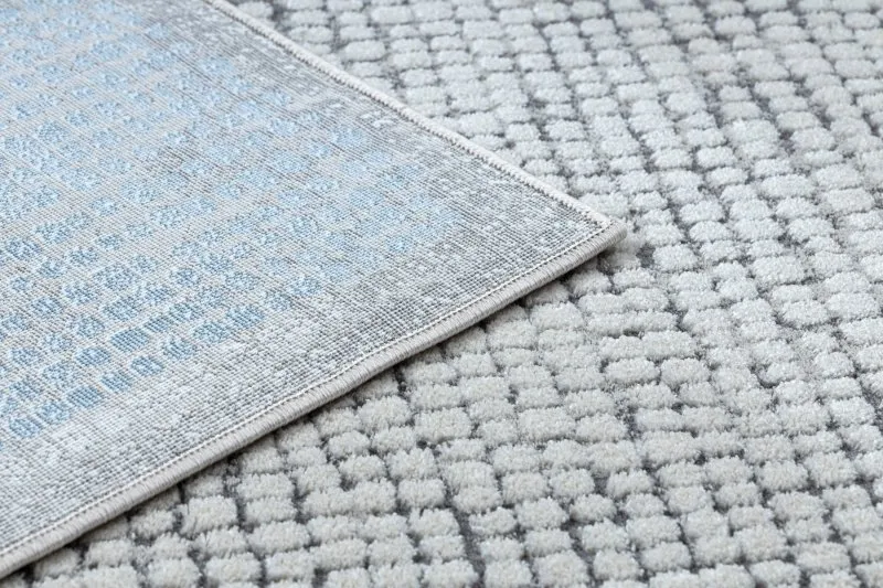 Modern NOBLE Teppich 9730 68 Rahmen vintage - Strukturell zwei Ebenen aus Vlies creme / blau