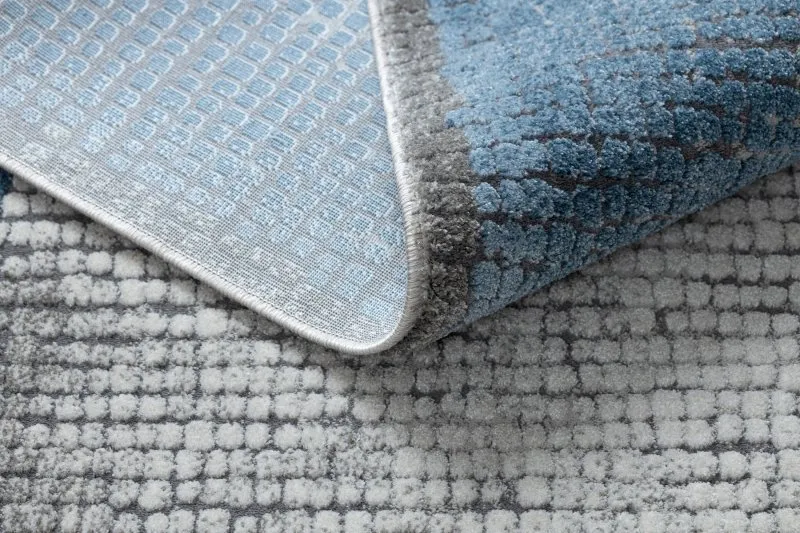 Modern NOBLE Teppich 9730 68 Rahmen vintage - Strukturell zwei Ebenen aus Vlies creme / blau